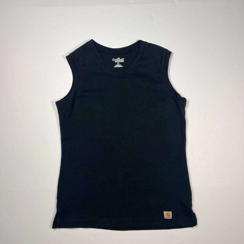 Carhartt Sleeveless Tank‎ Top Women's Medium Black Cotton Workwear Crew Neck